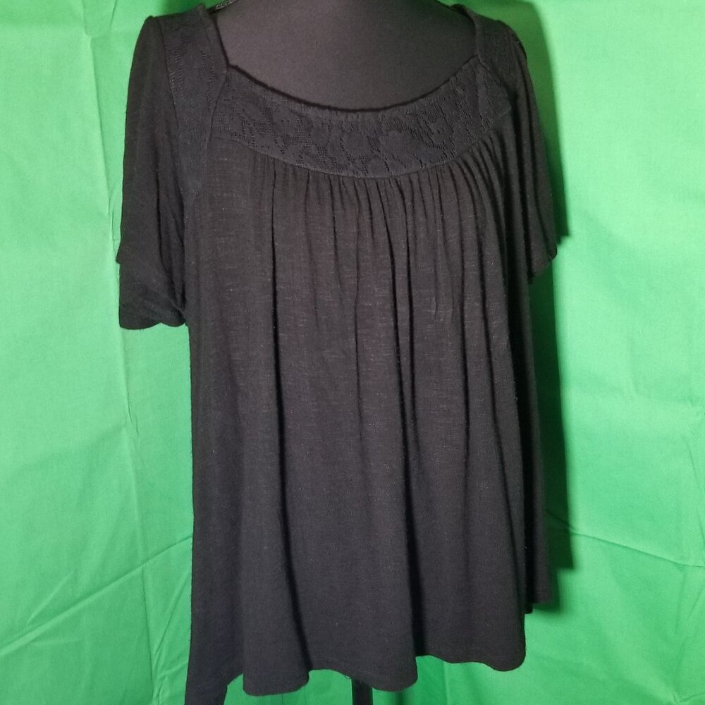 Torrid Womens Plus Size 00 Black Flutter Sleeve Blouse Witchy Goth Grunge